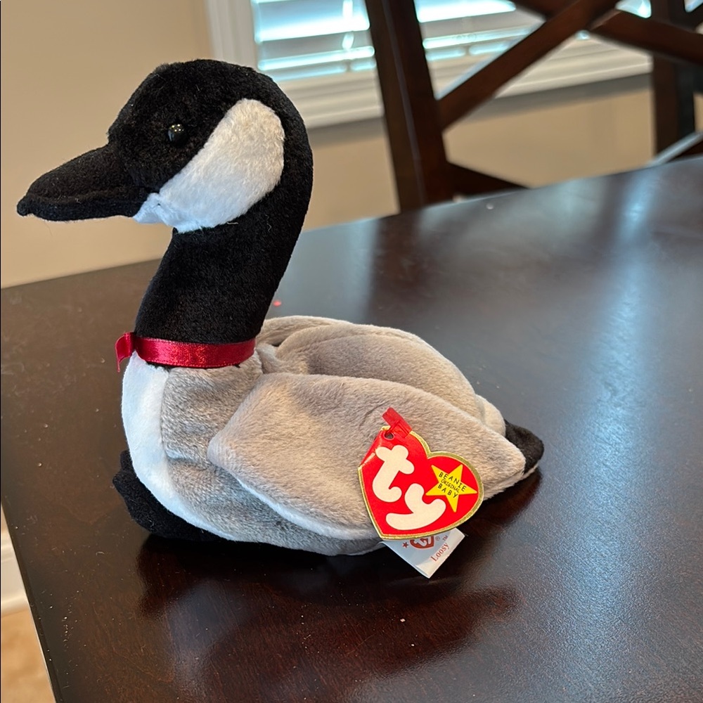 Ty Black and Gray Bird Plush Toy